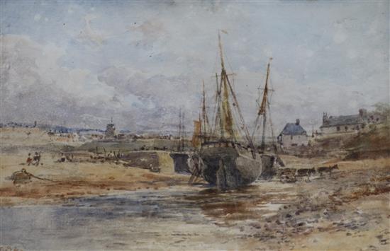 James Syer, watercolour, estuary at low tide, signed and dated 84 25 x 36cm unframed